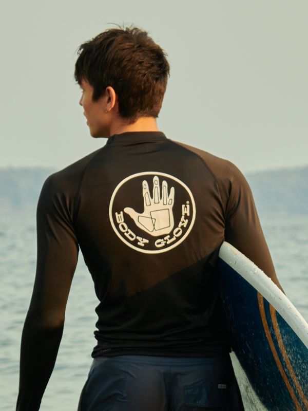 Men's Swimwear Rash Guard - เสื้อแขนยาว ลายโลโก้กลม สี Black-01