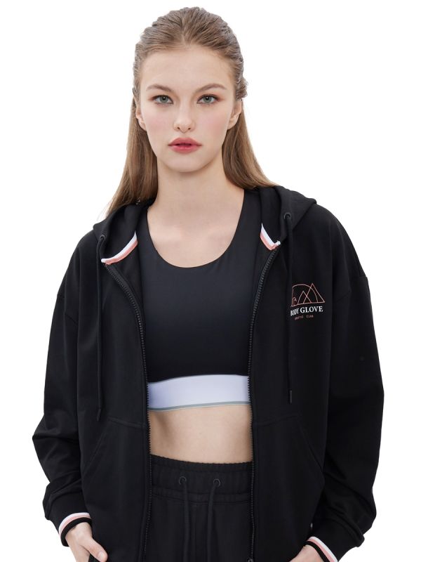 Women's SC Cropped Hoodies Fall 2023 เสื้อฮู้ดครอป ผู้หญิง สีดำ-01