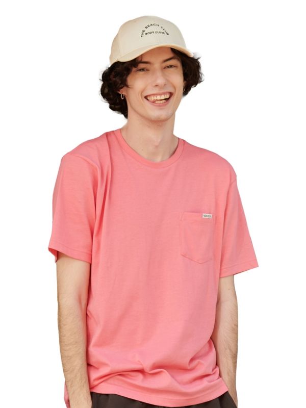 BASIC Cotton Pocket T-Shirt เสื้อยืดแบบมีกระเป๋า สีชมพู