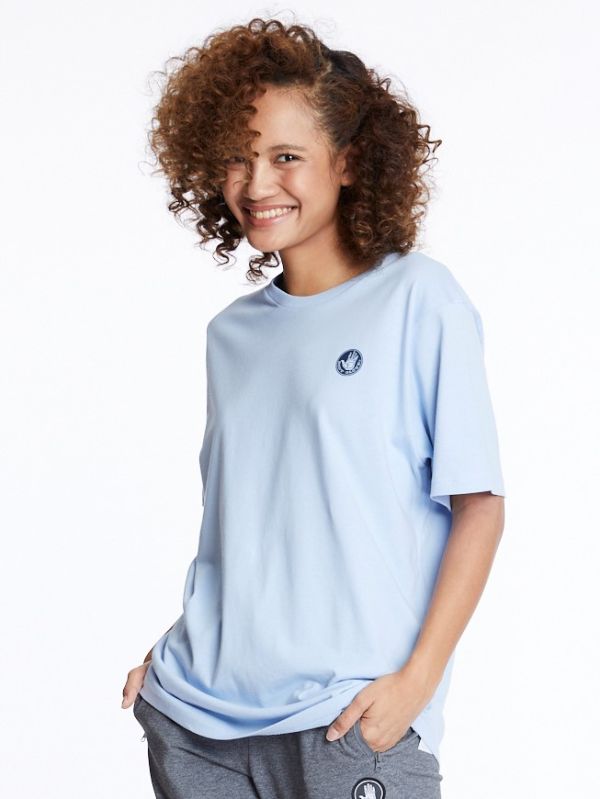 Unisex Basic T-Shirt เสื้อยืด สีฟ้า-12