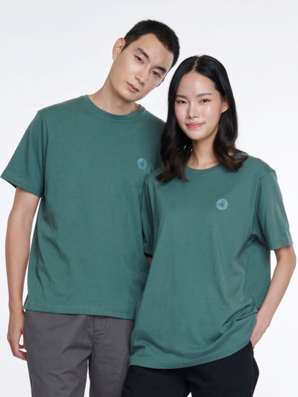 Unisex Basic T-Shirt Spring Summer เสื้อยืด  สีเขียวเข้ม-23