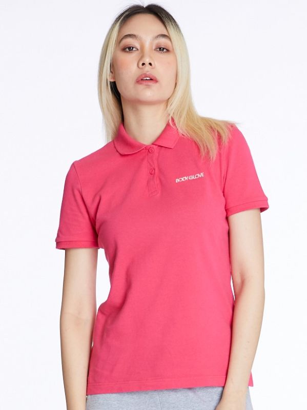 Women's CLASSIC POLO เสื้อโปโลผู้หญิง สีชมพูเข้ม-35