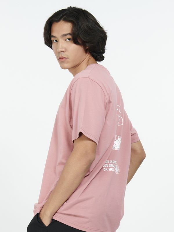 Men's CALIFORNIA DREAMIN Los Angeles Print T-Shirts เสื้อยืด สีชมพู-15