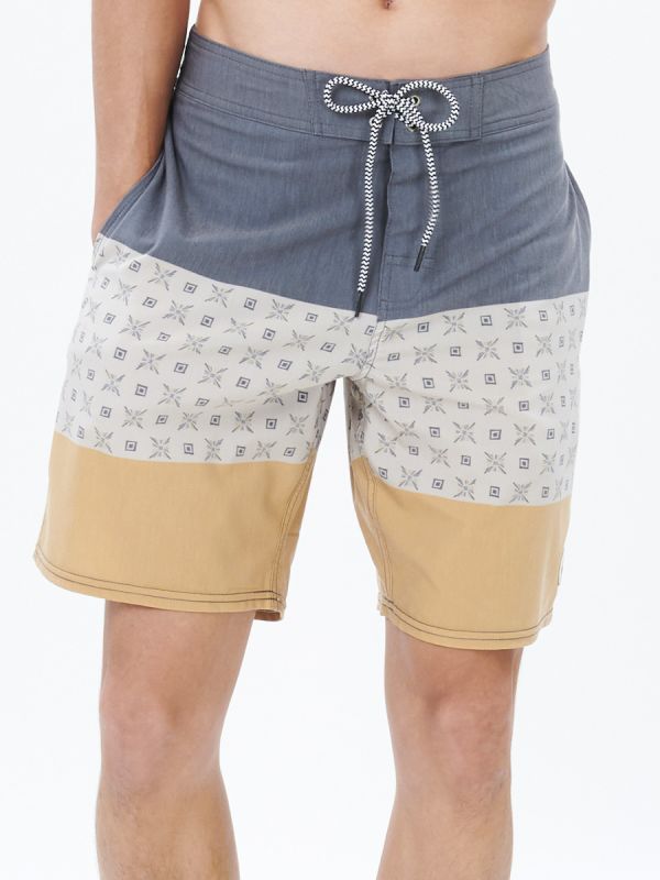 Men's Swimwear Broad Shorts - กางเกงขาสั้น ลายตาราง สี Grey