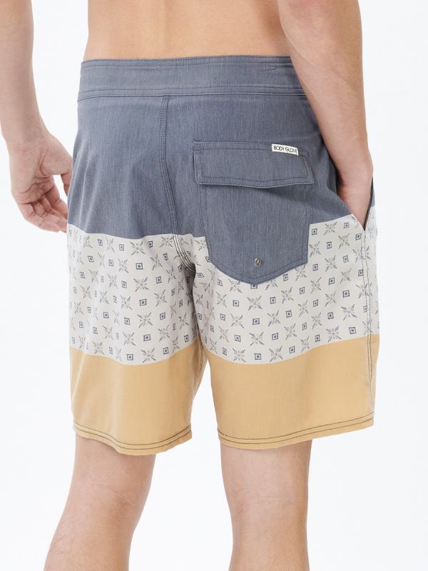 Men's Swimwear Broad Shorts - กางเกงขาสั้น ลายตาราง สี Grey