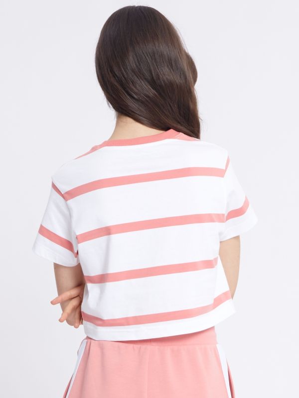 Women's SC University Cropped Stripe T-Shirt 2024 - Peach เสื้อยืดครอป สีพีช