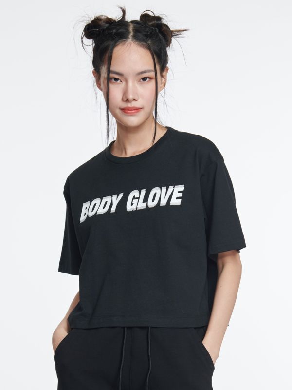 Women's SC LOGO PLAY Crop T-Shirt สีดำ -01